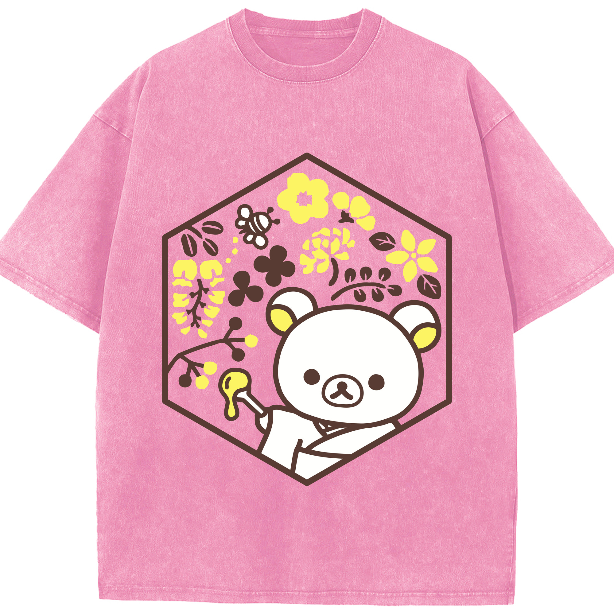 （画像用） リラックマ リラックマ キイロイトリ Rilakkuma Korilakkuma Kiiroitori 綿100% ヴィンテージ風 半袖Tシャツ（フロントプリント）
